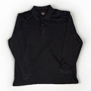 Greg Norman Polo Long Sleeve Golf Shirt Black Play Dry Performance Logo Men's XL